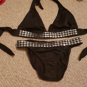 Venus bikini black with all rhinestones